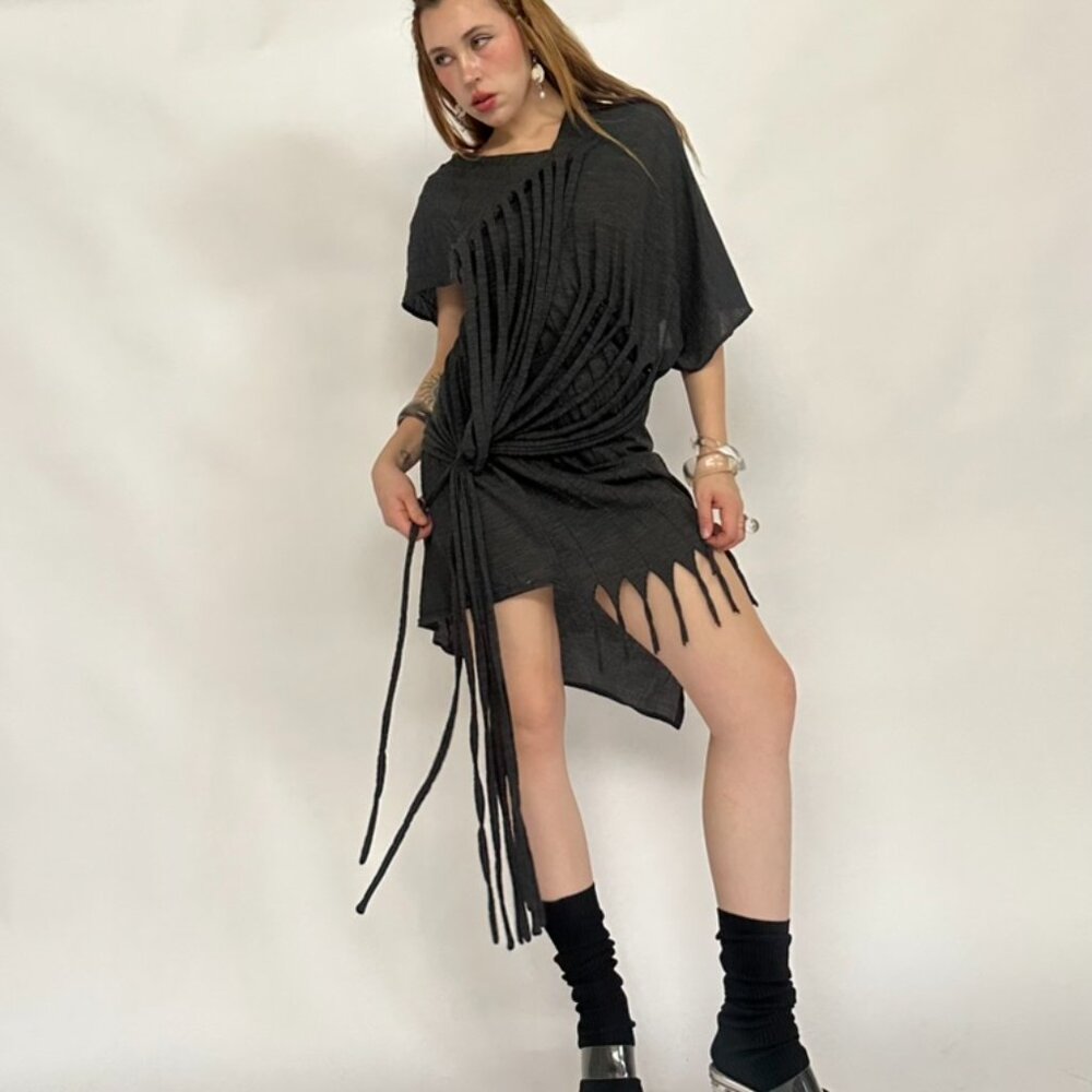JUNYA WATANABE SPRING 2014 WOOL FRINGE TUNIC DRESS - Picture 3 of 9